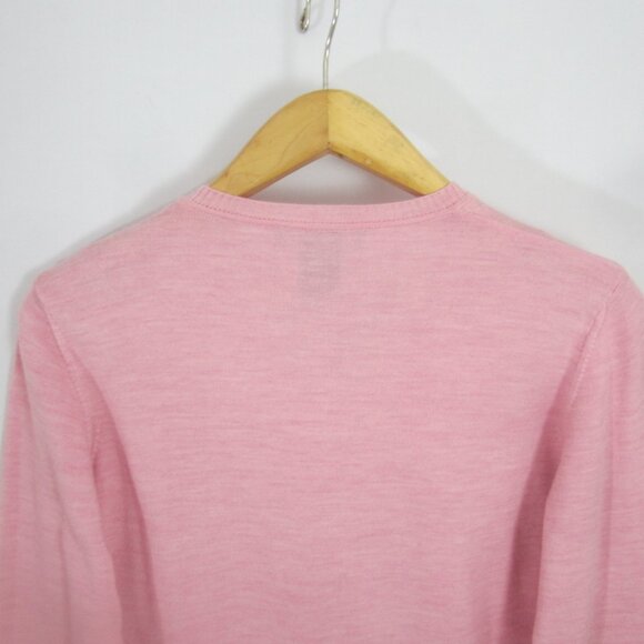 Kirkland Signature Womens L Heather Pink 100% Merino Wool V Neck Sweater Italy - Picture 6 of 11